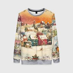 Женский свитшот Новогодний город из разноцветных домов