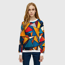 Свитшот женский Разноцветные треугольники, цвет: 3D-белый — фото 2