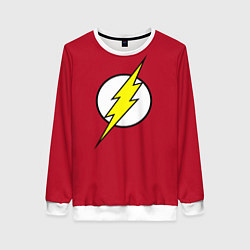 Свитшот женский Flash on red background, цвет: 3D-белый
