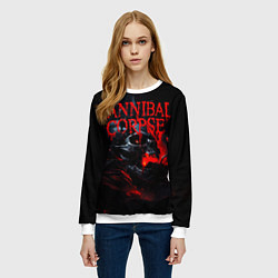Свитшот женский Cannibal Corpse кровавый череп, цвет: 3D-белый — фото 2