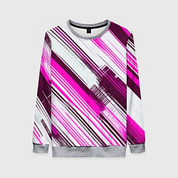 Женский свитшот Розовые диагональные полосы на белом фоне