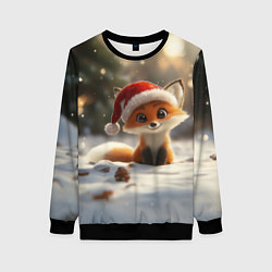 Свитшот женский Маленькая новогодняя лисичка, цвет: 3D-черный