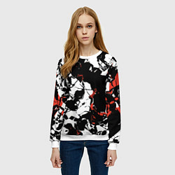 Свитшот женский Черно-красный камуфляж, цвет: 3D-белый — фото 2