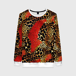 Женский свитшот Красно-черно-золотая змеиная кожа