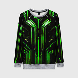 Женский свитшот Green stripes on a black background