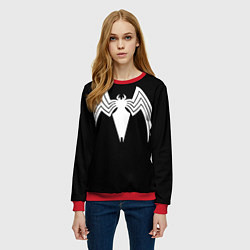 Свитшот женский Venom - spider logo, цвет: 3D-красный — фото 2