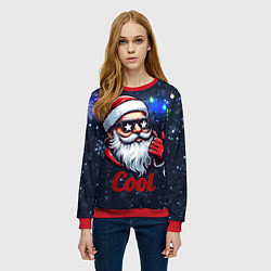 Свитшот женский Cool Santa in glasses, цвет: 3D-красный — фото 2