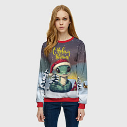 Свитшот женский С новым 2025 годом змейка, цвет: 3D-красный — фото 2