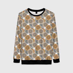 Женский свитшот Желтый с серым и черным узор мандала