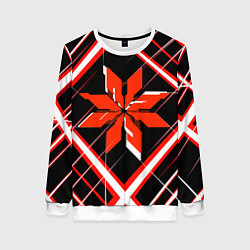 Женский свитшот Красно-белая звезда и полосы на чёрном фоне