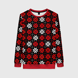 Женский свитшот Red and white stars on a black background