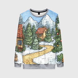 Женский свитшот Новогодний пейзаж
