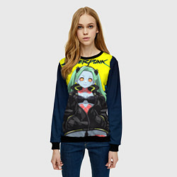 Свитшот женский Ребекка - cyberpunk, цвет: 3D-черный — фото 2