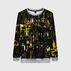 Женский свитшот Бело-жёлтая абстракция на чёрном фоне
