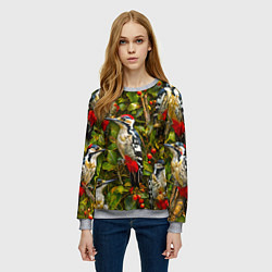 Свитшот женский Дятлы, цвет: 3D-меланж — фото 2