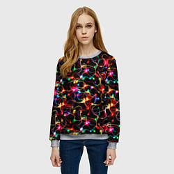 Свитшот женский Новогодние гирлянды, цвет: 3D-меланж — фото 2