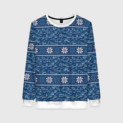 Свитшот женский Милитари снежинки, цвет: 3D-белый