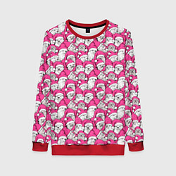 Женский свитшот Выдры новогодние в розовых колпаках