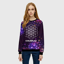 Свитшот женский Праздничный Coldplay, цвет: 3D-черный — фото 2