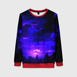 Свитшот женский Фиолетовый апокалиптический закат, цвет: 3D-красный