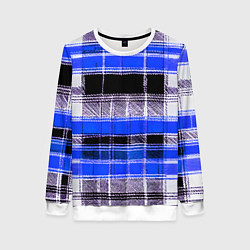 Женский свитшот Белые полосы на чёрно-синем фоне