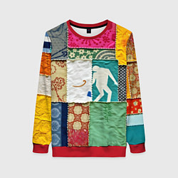 Свитшот женский Пэчворк с человечком, цвет: 3D-красный