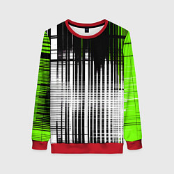 Свитшот женский Зелёно-чёрный гранж на белом фоне, цвет: 3D-красный