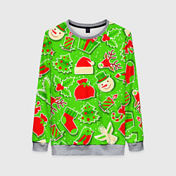 Свитшот женский Новогоднее настроение паттерн, цвет: 3D-меланж