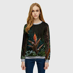 Свитшот женский Объемные растения, цвет: 3D-меланж — фото 2