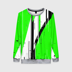 Женский свитшот Black and white vertical stripes on a green backgr