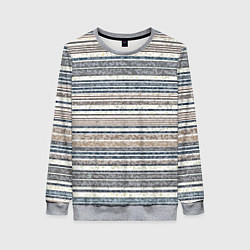 Женский свитшот Светлый бежевый с синим текстурированные полосы