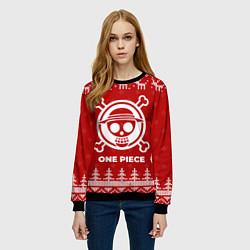 Свитшот женский Новогодний One Piece с оленями, цвет: 3D-черный — фото 2