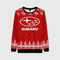 Свитшот женский Новогодний Subaru с оленями, цвет: 3D-черный