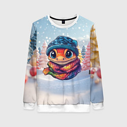 Свитшот женский Маленькая милая змейка 2025, цвет: 3D-белый