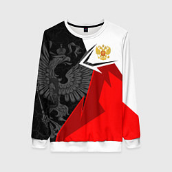 Женский свитшот Герб России - красно-белый