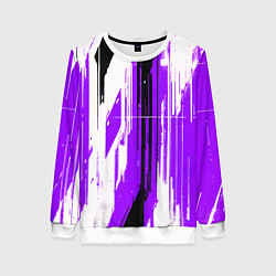 Женский свитшот Вертикальные чёрно-белые линии на фиолетовом фоне