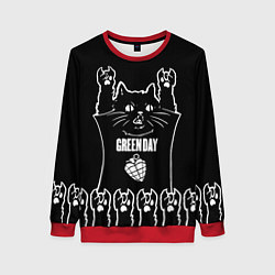 Свитшот женский Green Day: cat rock, цвет: 3D-красный
