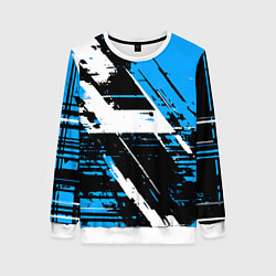 Женский свитшот Diagonal black and white stripes on a blue backgro