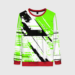 Женский свитшот Diagonal black and green stripes on a white backgr