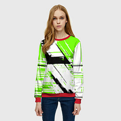 Свитшот женский Diagonal black and green stripes on a white backgr, цвет: 3D-красный — фото 2