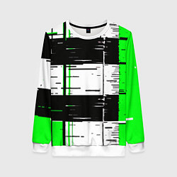 Женский свитшот Зелёные и чёрные полосы на белом фоне