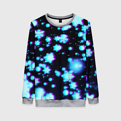 Женский свитшот Неоновые снежинки глитч