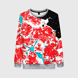 Женский свитшот Сине красная абстракция на чёрном фоне