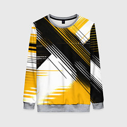 Женский свитшот Диагональные жёлто-чёрные линии на белом фоне