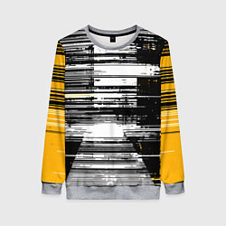 Женский свитшот Горизонтальные чёрные линии на бело-жёлтом фоне