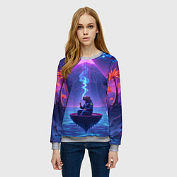 Свитшот женский Капибара в лодке, цвет: 3D-меланж — фото 2
