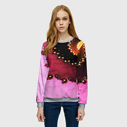Свитшот женский Фрактал узор розовый, цвет: 3D-меланж — фото 2