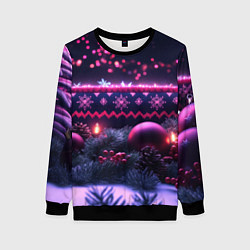 Женский свитшот Новый год в фиолетовом свете