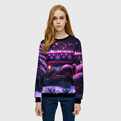 Свитшот женский Новый год в фиолетовом свете, цвет: 3D-черный — фото 2
