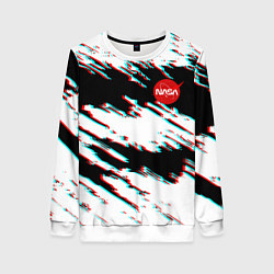 Свитшот женский Nasa glitch color, цвет: 3D-белый